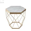Modern Stainless Steel hexagon white Marble top Sofa end side Table