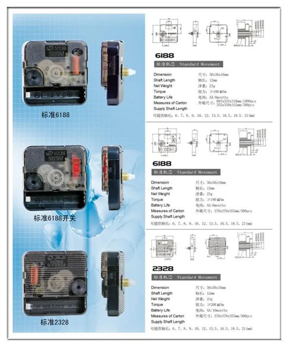 12 Mm Shaft Length Quartz Clock Movement/quartz Wall Clock Parts Buy