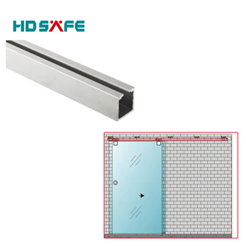 Rollers Track Sliding Closet Doors Aluminum Single Panel Wall Mounted 8mm Frameless Glass