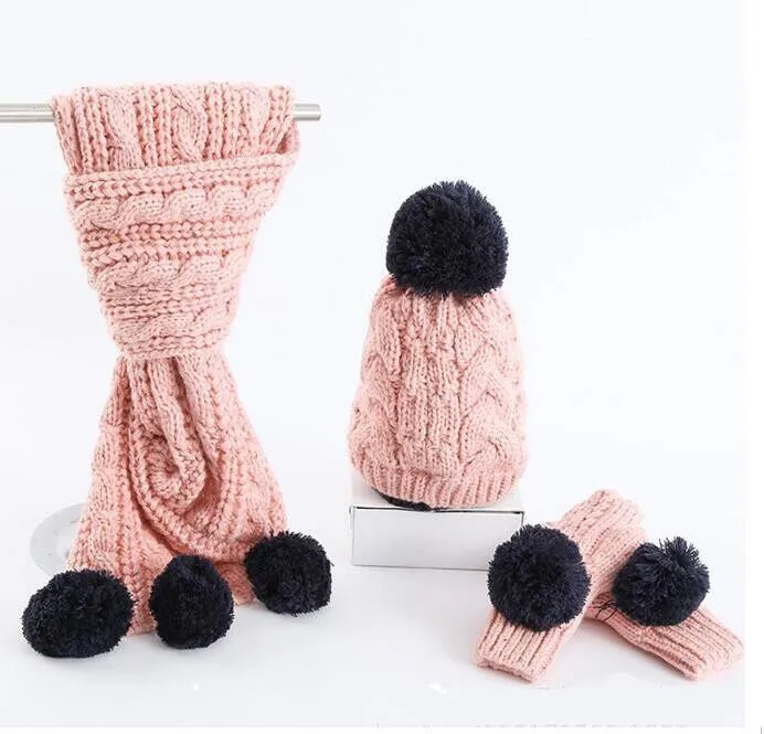 Children Knitting Hat,Scarf & Gloves Three Pcs Set - Buy Scarf Hat ...