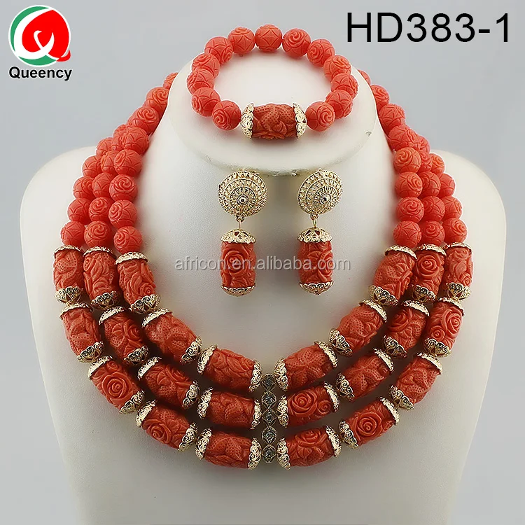 orange coral bead necklace