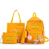 2019 SMILE FACE Canvas backpack 4pcs set backpack candy color backpack factory price