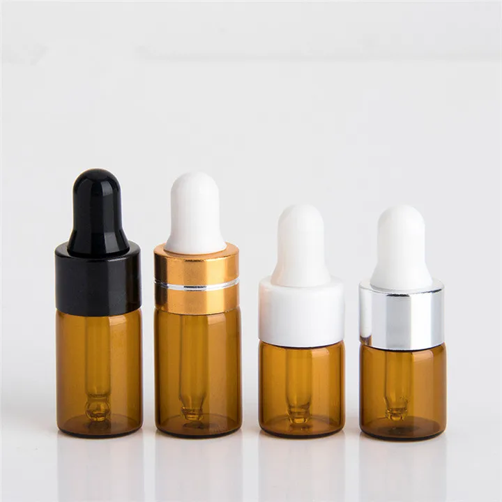 Clear Transparent 1ml 2ml 3ml Mini Glass Dropper Vial Essential Oil Cosmetic Eye Drop Bottle