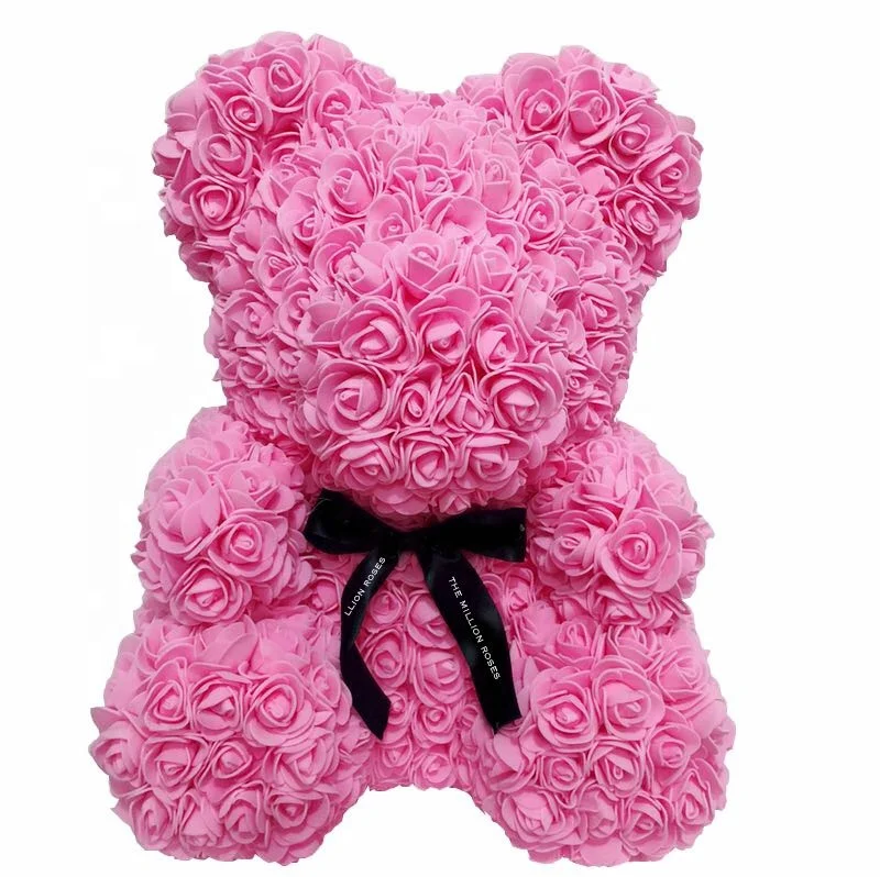 38cm Top Selling Rose Bear Foam Bear With Pe Flower Teddy Bear Rose