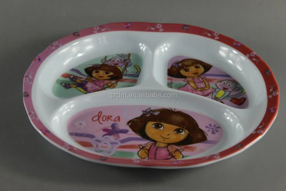 2016 Hot Sale Oval Shape Melamine Kid Division Plate