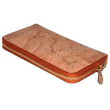 Новый дизайн женщин RFID длинный zip пробки Деревянный бумажник экологичный пробковый кошелек для дам