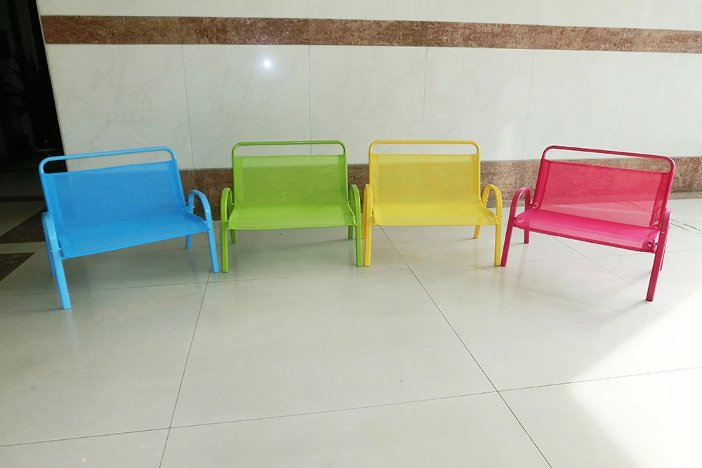 Garden Outdoor Green Red Blue Yellow Colored Metal Relax Kid Double Chair Outdoor for Kids