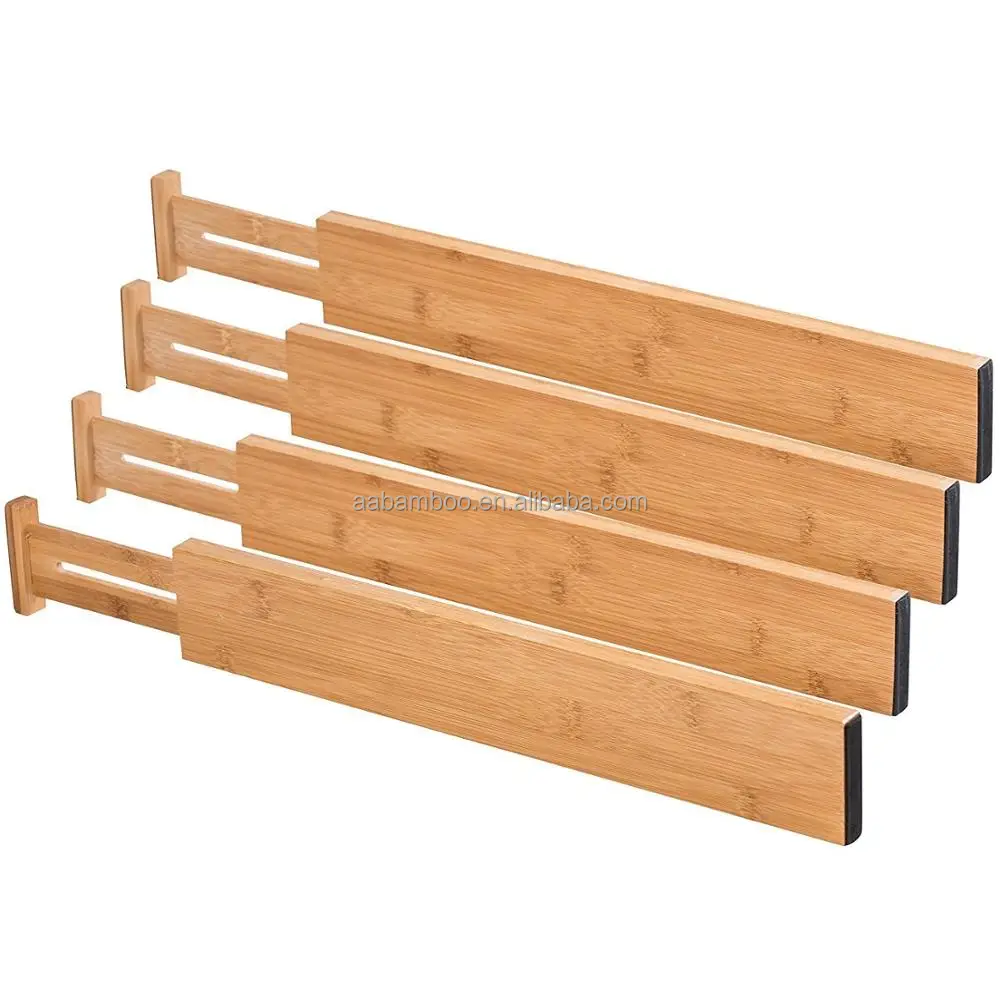 Set Of 4 Adjustable Organizers Bamboo Wooden Drawer Dividers Buy