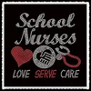 Aprise - School Nurses Love Serve Care, Rhinestone transfer iron on