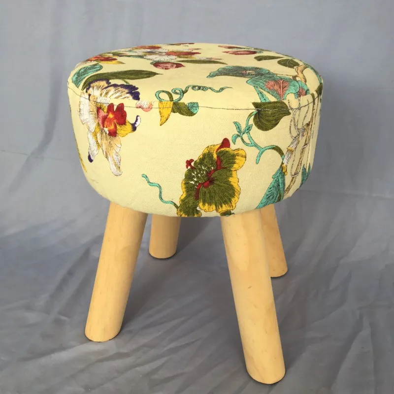 2018 Cheap Household Wooden Stool Pine Wood Legs With Cushion And