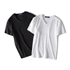 Wholesale Custom Fashion 100% Cotton Blank Fitted V Neck T Shirts Men For White Plain Basic T Shirt