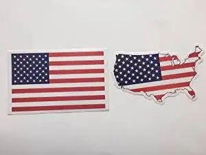 Sale American Flag (6.5 x 4.2 Inch) & USA Map-Flag (6x3.5 Inch) Bumper Sticker (2 American Flag + 2 USA Map-Flag). Total 4 Sticker