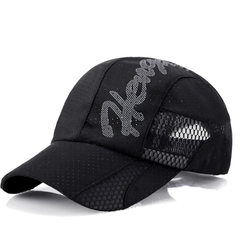 Black Breathable Cheap Sports Caps Sports 100 Polyester Baseball Caps