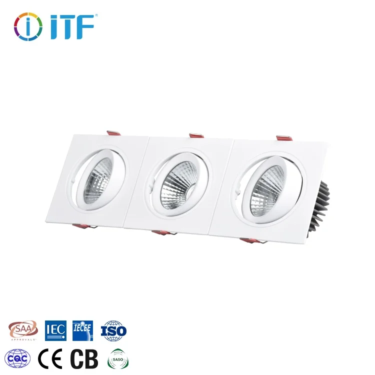 Modern Minimalistic Triple Head IP20 COB Ceiling Downlight LED Square Spot Light For Hotel