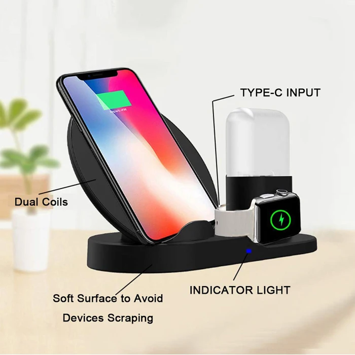 10W Fast Wireless Charger, New 3 In 1 Wireless Charger for iPhone Smartphone Apple Watch with CE,FCC,ROHS Certificate