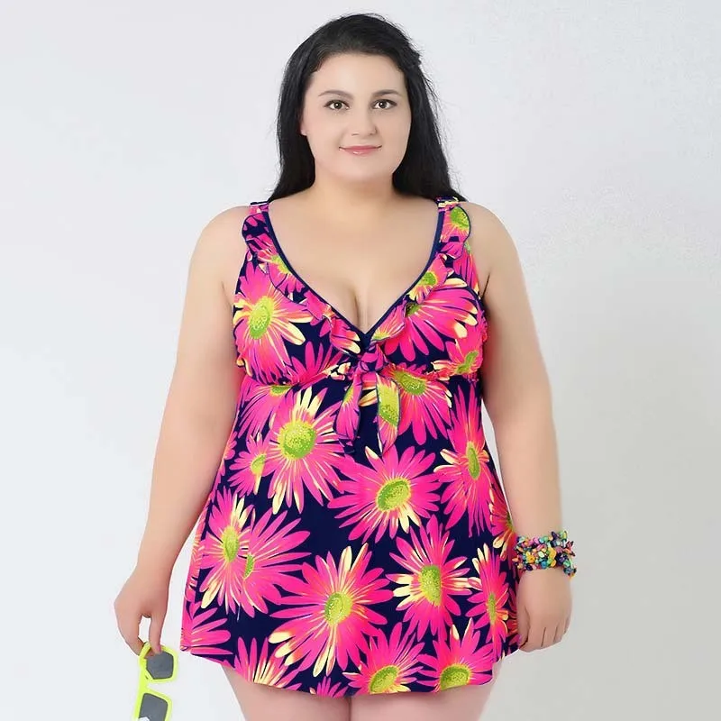 Super Large 4xl-8xl Sexy Flowery Swimsuit One Pieces Plus Size Padded ...