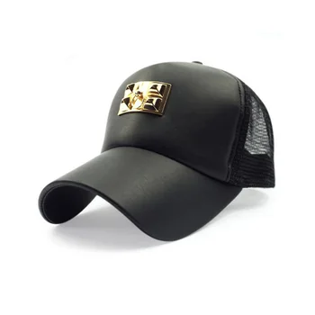 fitted leather baseball cap