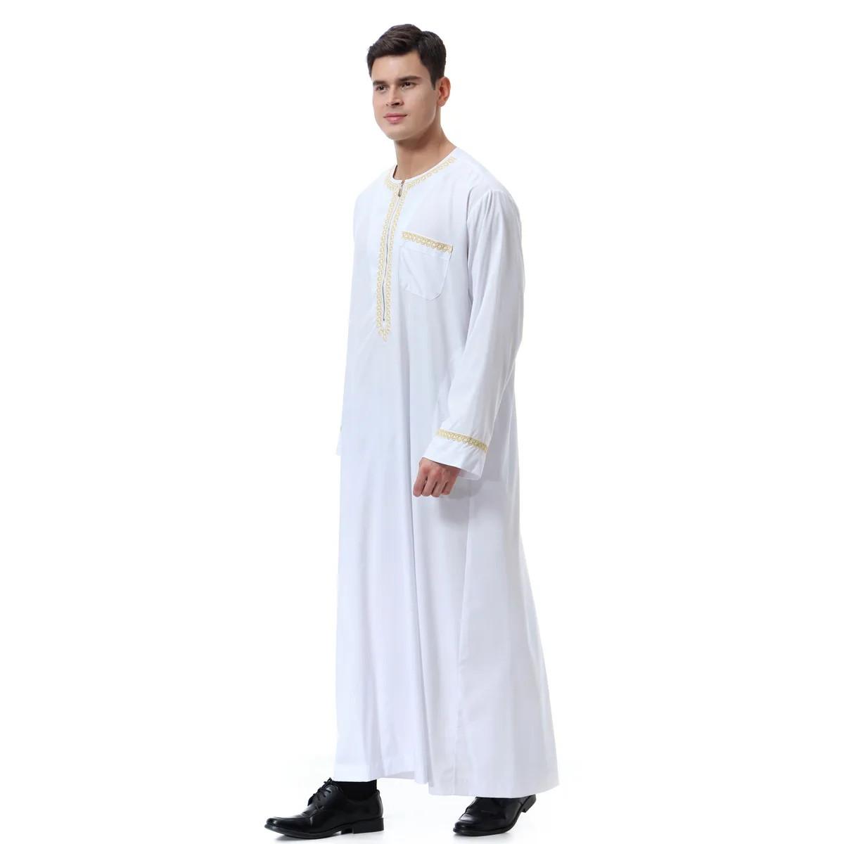 Musulmans vêtements Messieurs saoudien arabe manches courtes Thobe Islamic Jubba Caftan 