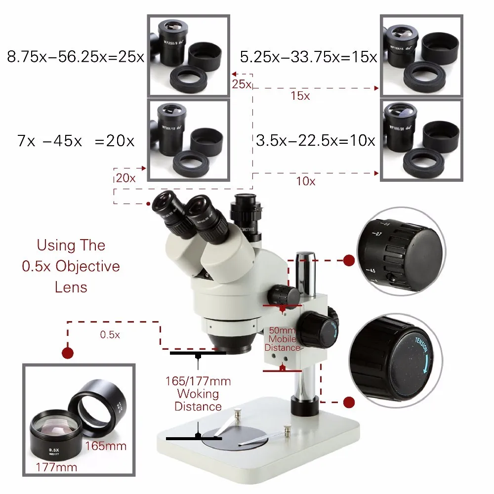 Microscope Accessories 0.5x Auxiliary Objective Lens For Stereo ...