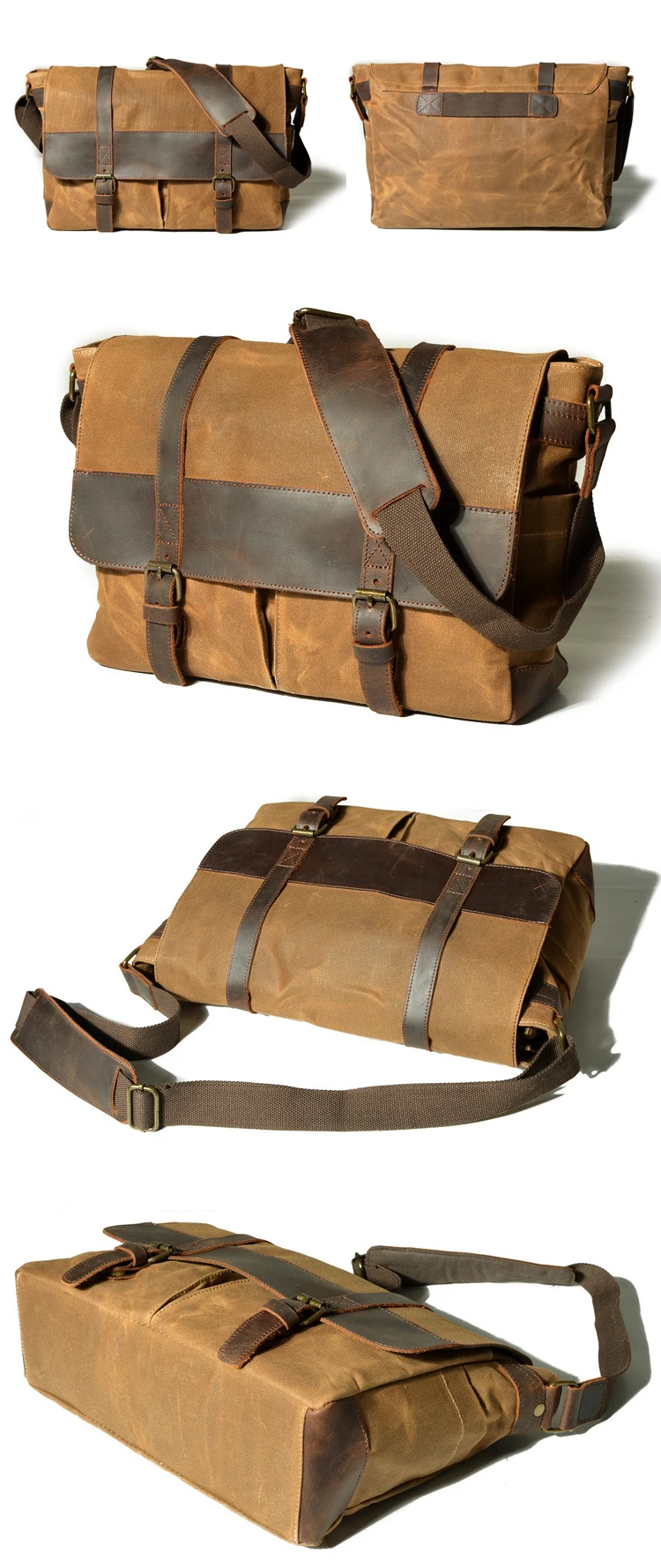 The latest popular vintage design waterproof waxed canvas unisex messenger bag briefcase digital gear camera bags