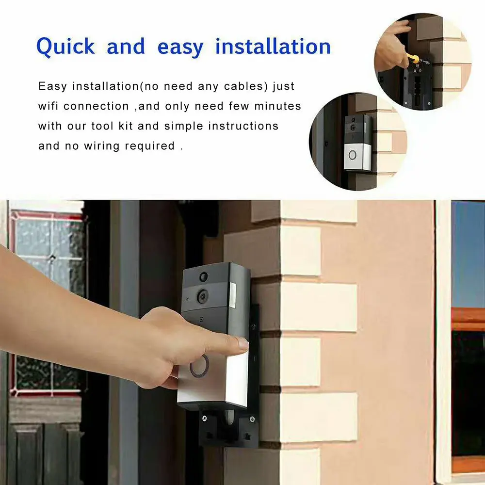 Wireless WiFi Video Doorbell Battery Low Power Smart HD 2.4G Phone Remote/PIR motion With Two-way Talk Home Security