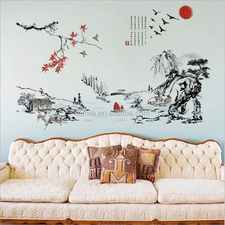 Chinese Kalligrafie Stijl Lotus Muurstickers Woonkamer Slaapkamer ... Chinese Kalligrafie Stijl Lotus Muurstickers Woonkamer Slaapkamer ...