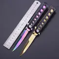 Tactical Survival Plated Titanium Surface Folding Knife Spring Steel Portable Pocket Outdoor Hand Tools Hunting Jackknife