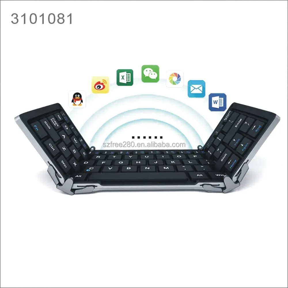 Tri-fold Aluminum Mini Folding/Foldable Wireless Bluetooth Keyboard For Android Wireless Bluetooth Keyboard for iPad