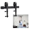 Bent plate barn door roller for sliding wooden door hardware