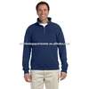 Mens navy blue 65% polyester 35% cotton set in sleeves half zip pullover