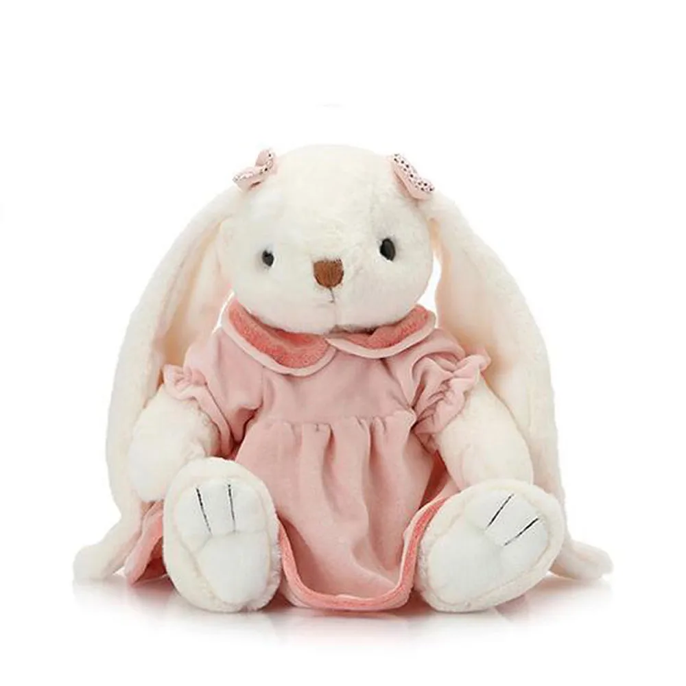 定制设计白色长耳朵毛绒兔子婴儿软玩具