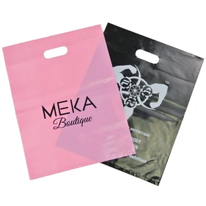 Custom Personalized Plastic Ping Bags With Your Own Logo Cut Handle For Gifts