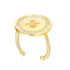 Italy 925 Sterling silver statement button open adjustable twist signet ring