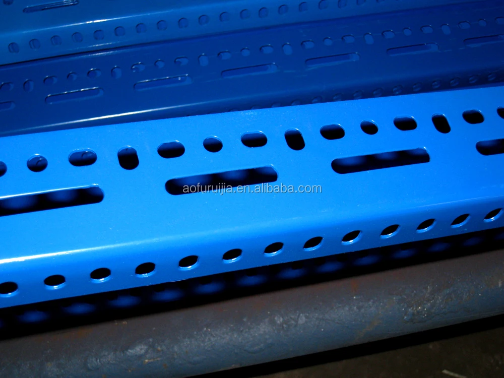 Unequal Type 11/2"x21/2"x10feet Blue Color Power Coated Steel Slotted