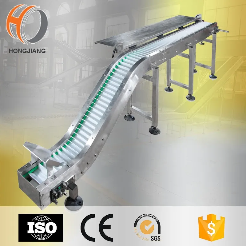 Curve conveyor system with modular belt for packing machine