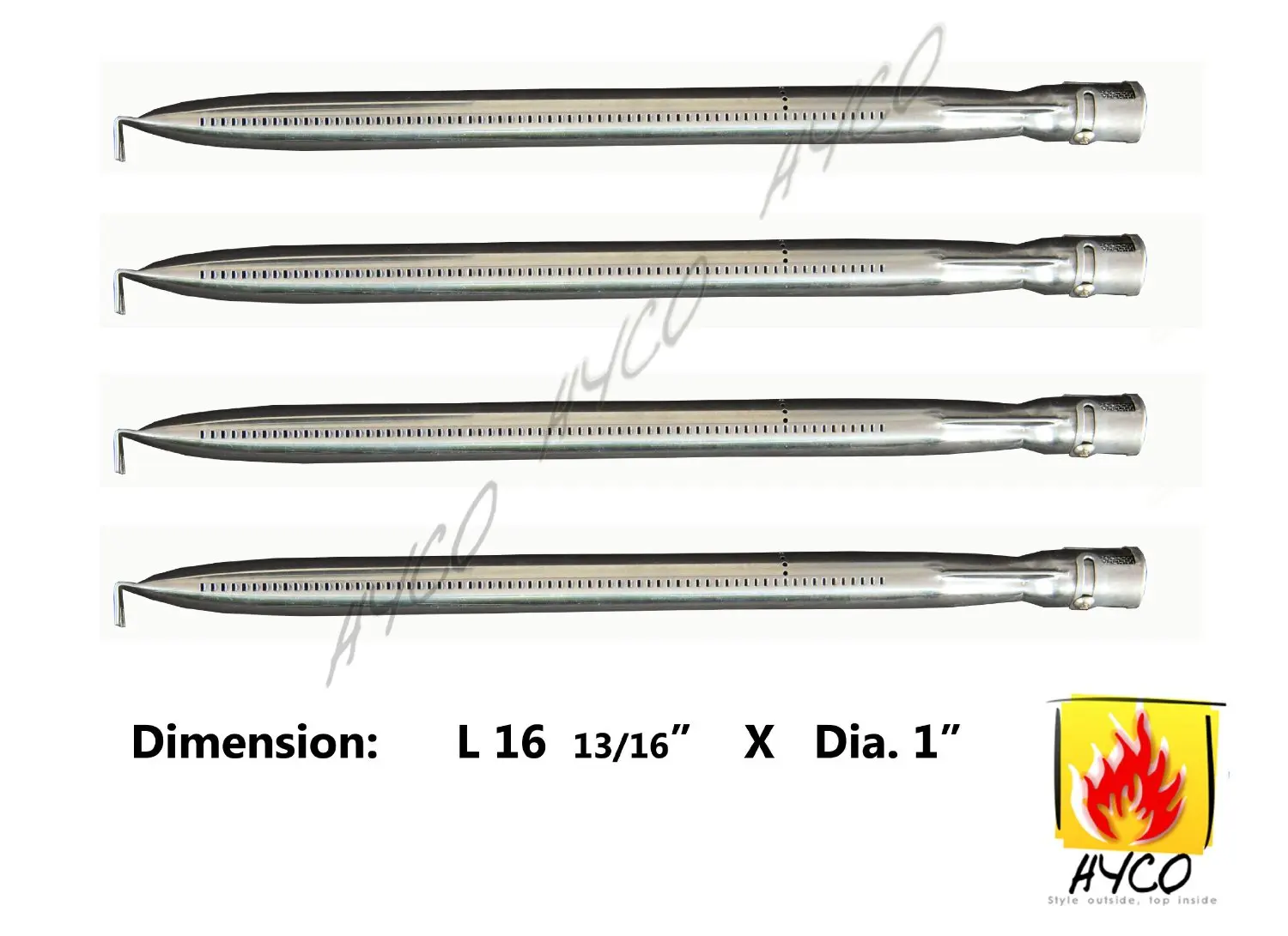 Hyco Universal Straight Stainless Steel Pipe Burner Replacement, hy10361 (4-pack)