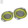 2 Pack space-saver foldable silicone kitchen over the sink collapsible colander strainer set for vegetable fruit pasta