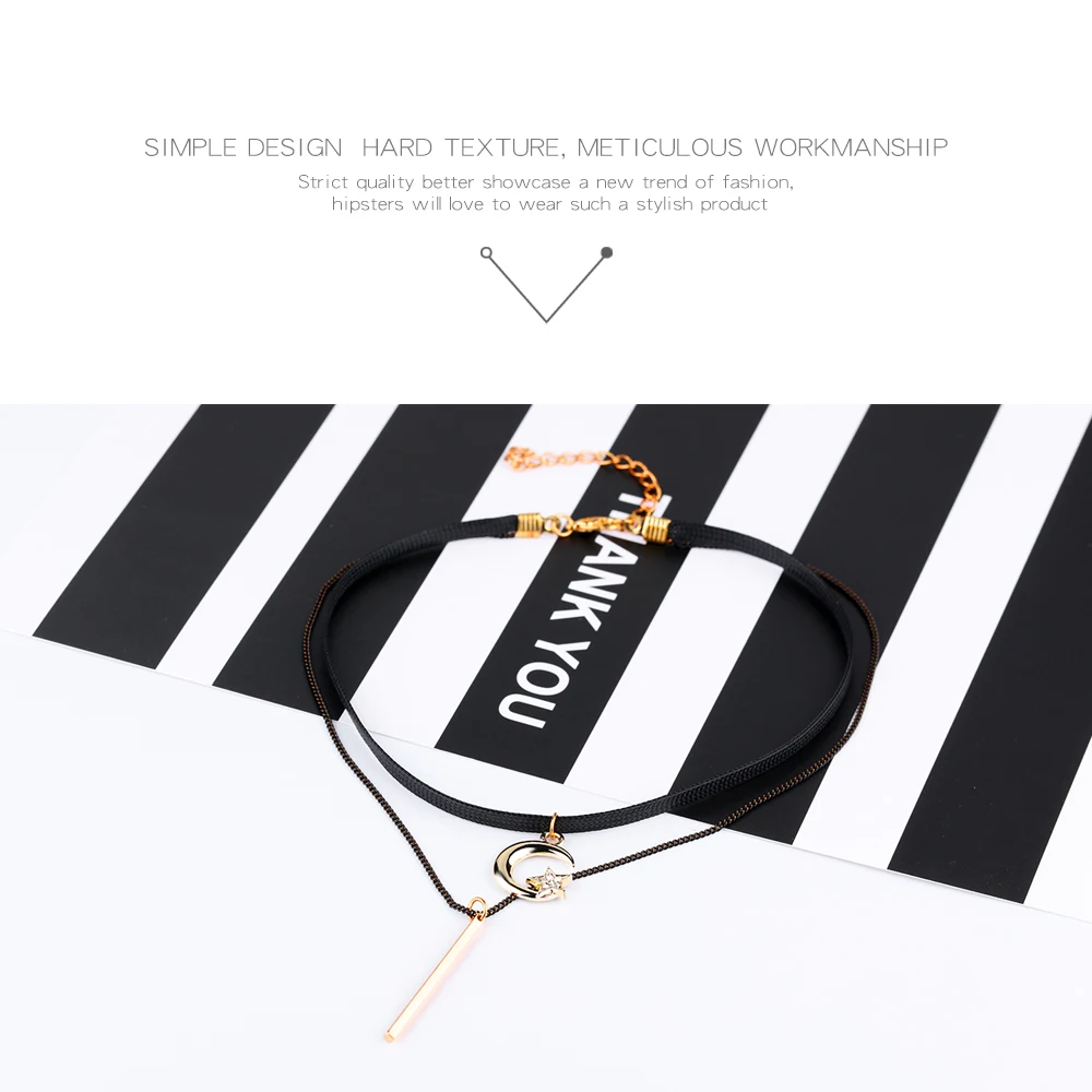 Latest Design Trendy Jewelry Wedding 2 Layers Black Lace Leather Chocker Necklace For Women