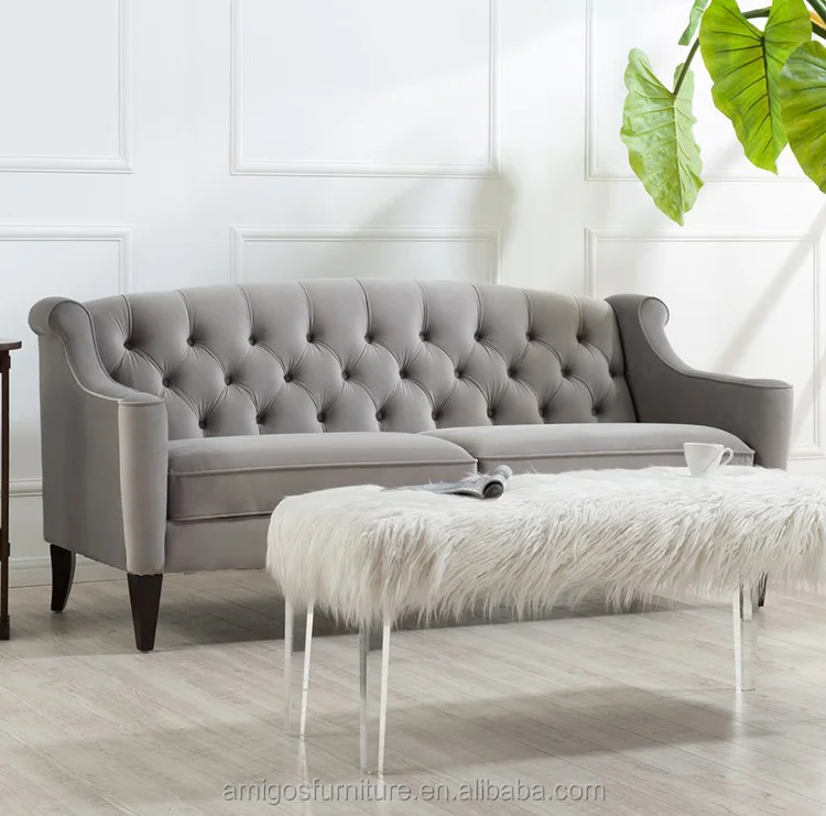 Rolled Arms Nail Head Tufted Velvet Chesterfield Sofa Rolled Arms Nail Head Tufted Velvet