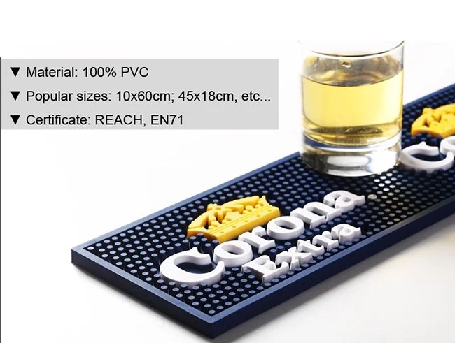 Customized soft pvc plastic rubber bar mat eco-friendly bar mat