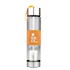 Double layer insulated glass tea thermos with silver tea infuser