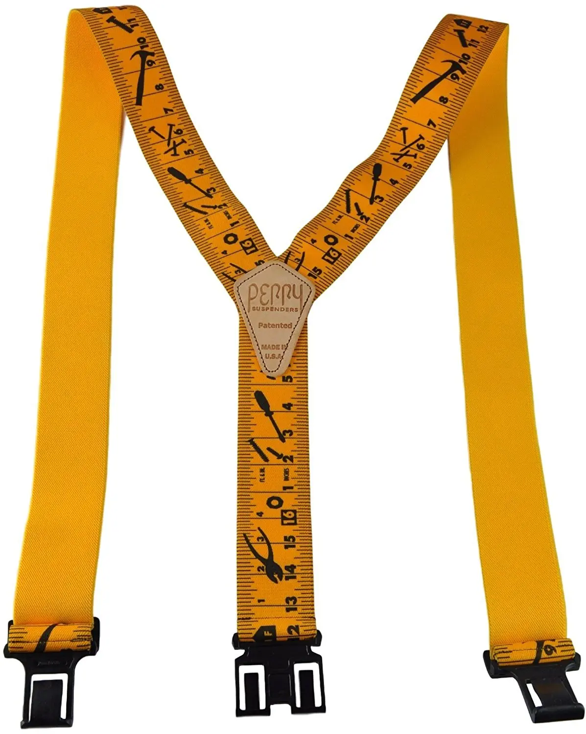 Perry Products SN200 Men's Clip-On 2-in Suspenders(Tall, Yellow Tape Ruler)