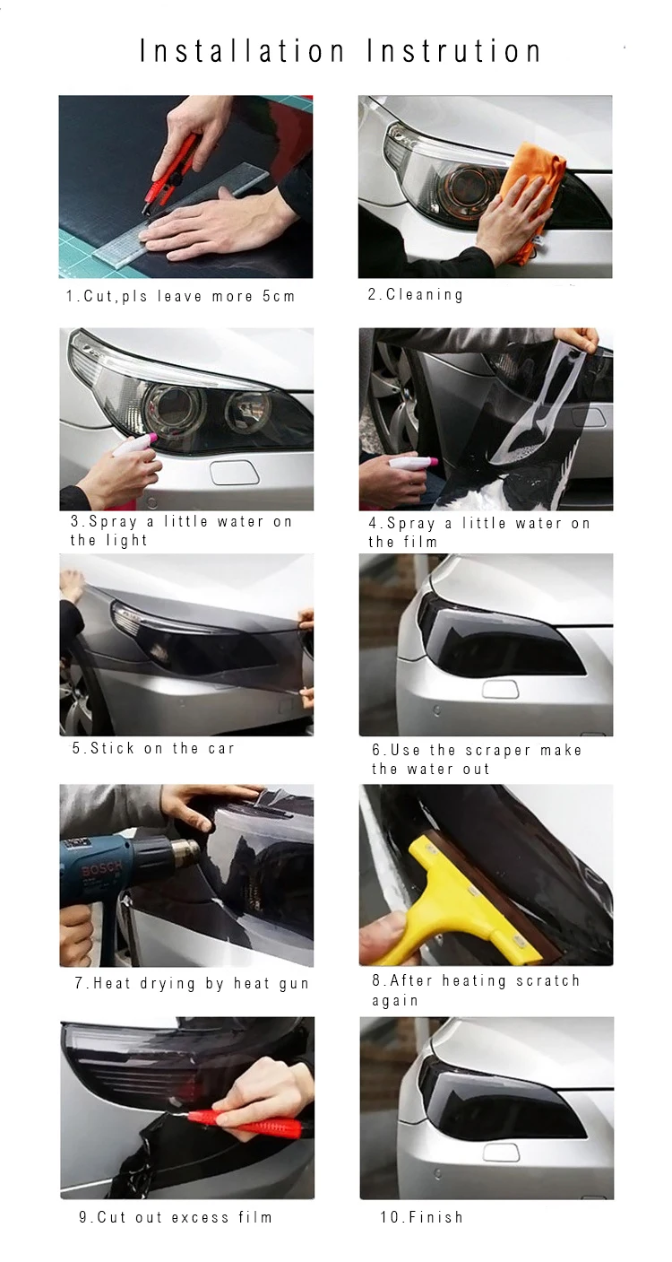 Carlas Fashionable 0.3*10m chameleon headlight tint film with purple/pink/blue/black/green/orange for car lamp wrap