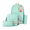 Women Canvas Bags Backpack with Rabbit Pendant Wallet Handbags Shoulder Bag