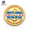 china factory text raised soft enamel shiny gold metal custom logo anchor coin