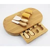 Bamboo Cheese Board Set with Integrated Drawer and 4 Specialist Cheese Knives