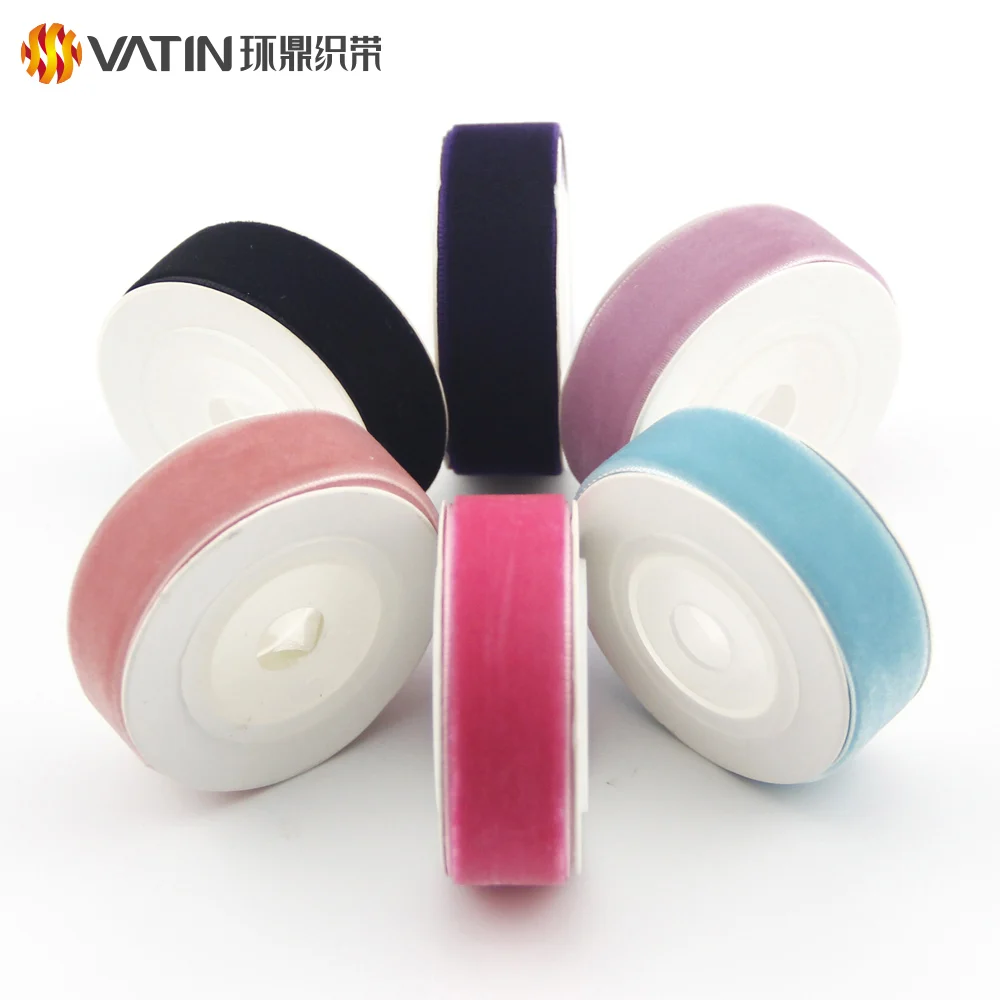 Wholesale Custom Hot Sale Colorful 100% Nylon Solid Color Wide Stretch Velvet Ribbon
