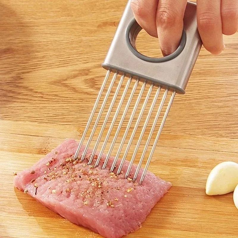 Stainless Steel Vegetable Cutter Meat Slicer Onion Slicing Guide Holder, View AllInOne Meat