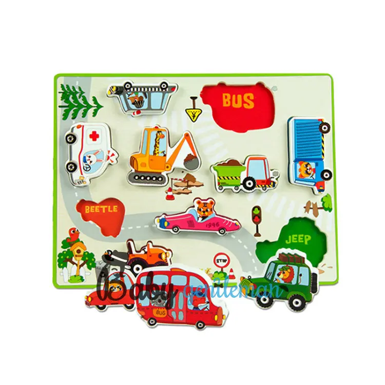 2023 Customize Kids 3d Wooden Vehicle Shape Puzzle For Early Education ...