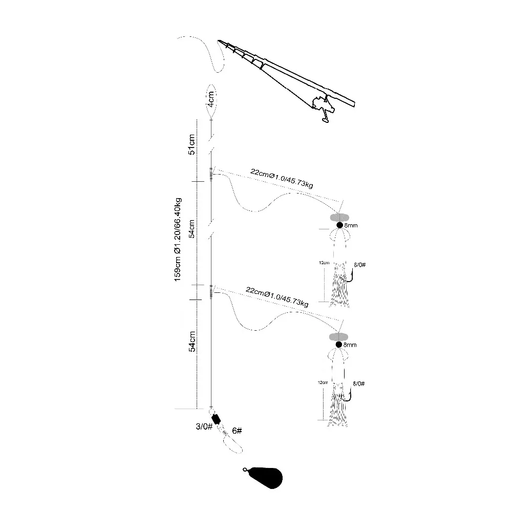 Squid Double Drop Wire Rig System For Deepwater Bottom Fishing/natural